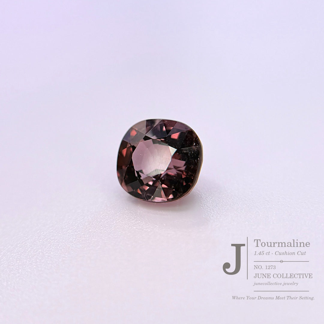 Natural Tourmaline 1.45 Ct Plum Pink Cushion Cut Loose Gemstone