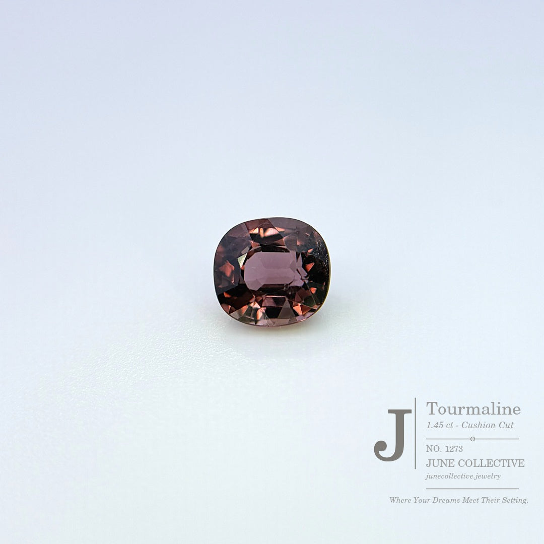 Natural Tourmaline 1.45 Ct Plum Pink Cushion Cut Loose Gemstone