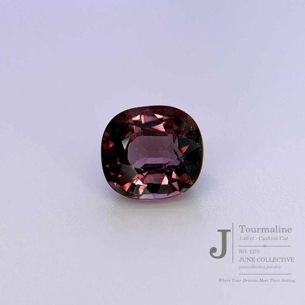 Natural Tourmaline 1.45 Ct Plum Pink Cushion Cut Loose Gemstone