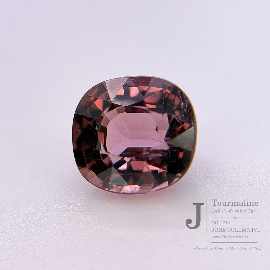 Natural Tourmaline 1.45 Ct Plum Pink Cushion Cut Loose Gemstone