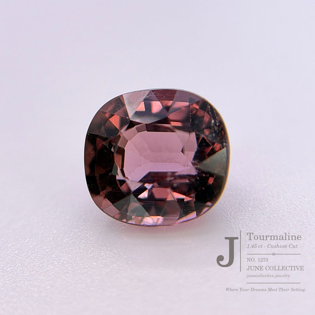 Natural Tourmaline 1.45 Ct Plum Pink Cushion Cut Loose Gemstone