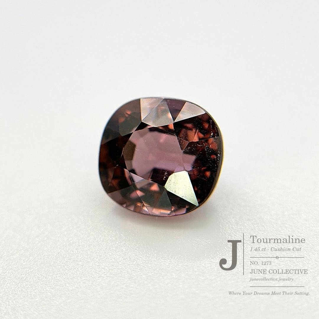 Natural Tourmaline 1.45 Ct Plum Pink Cushion Cut Loose Gemstone