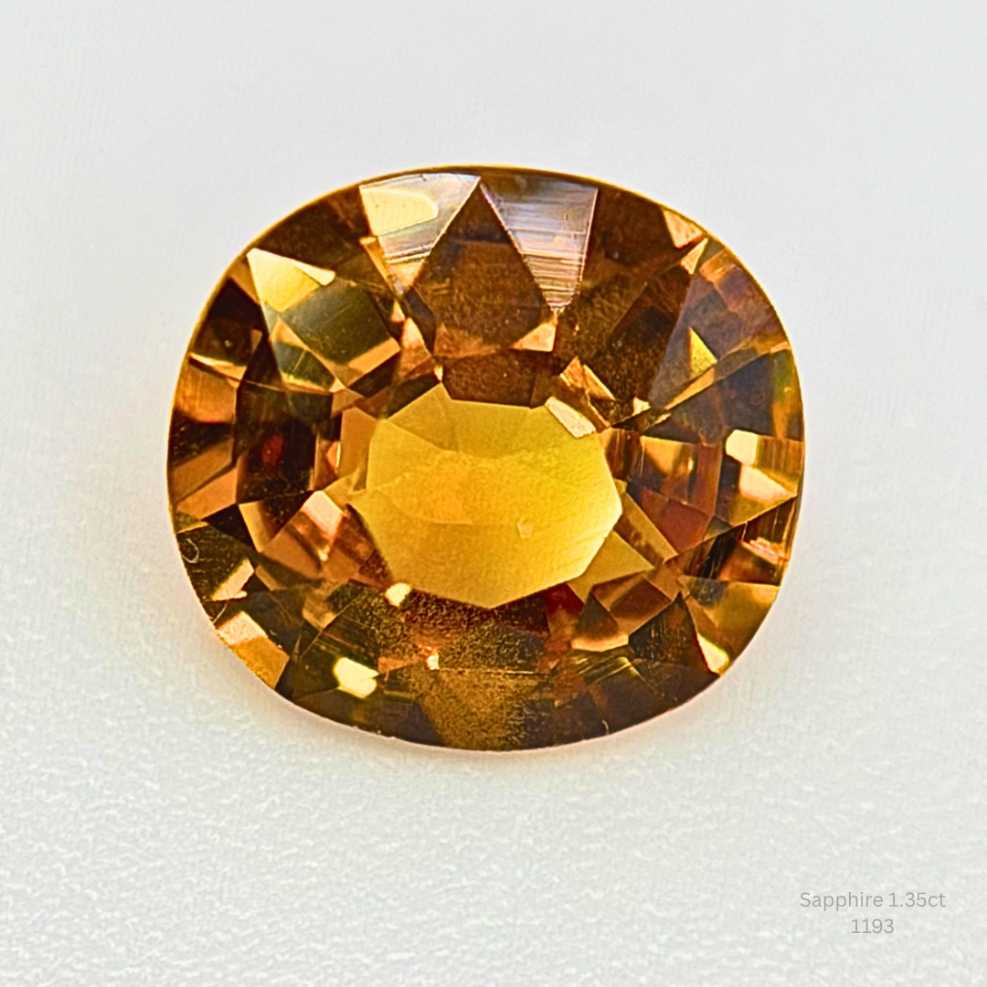 Natural Golden Sapphire 1.35 Ct Cushion Cut Loose Gemstone