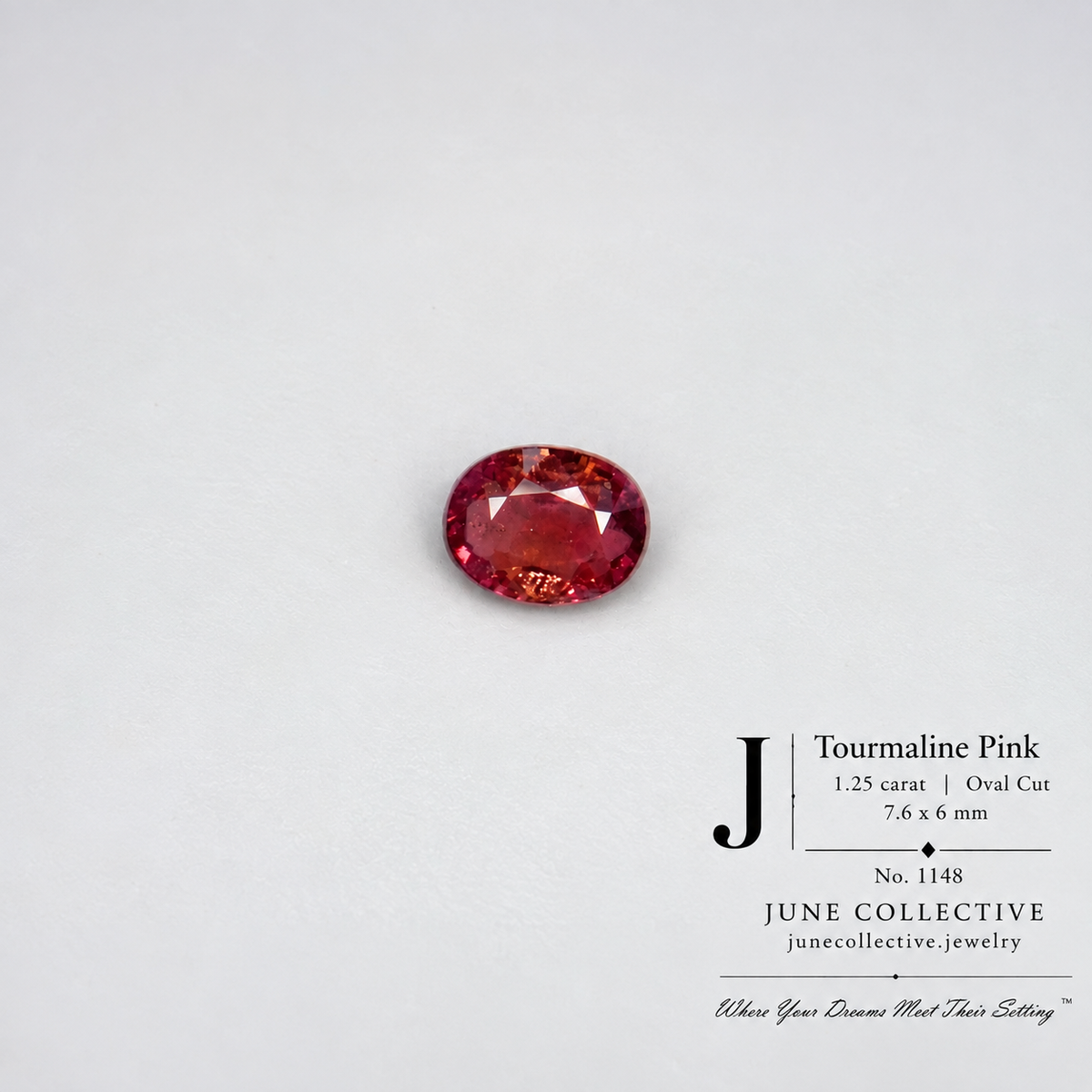Natural Pink Tourmaline 1.25ct Oval Loose Gemstone
