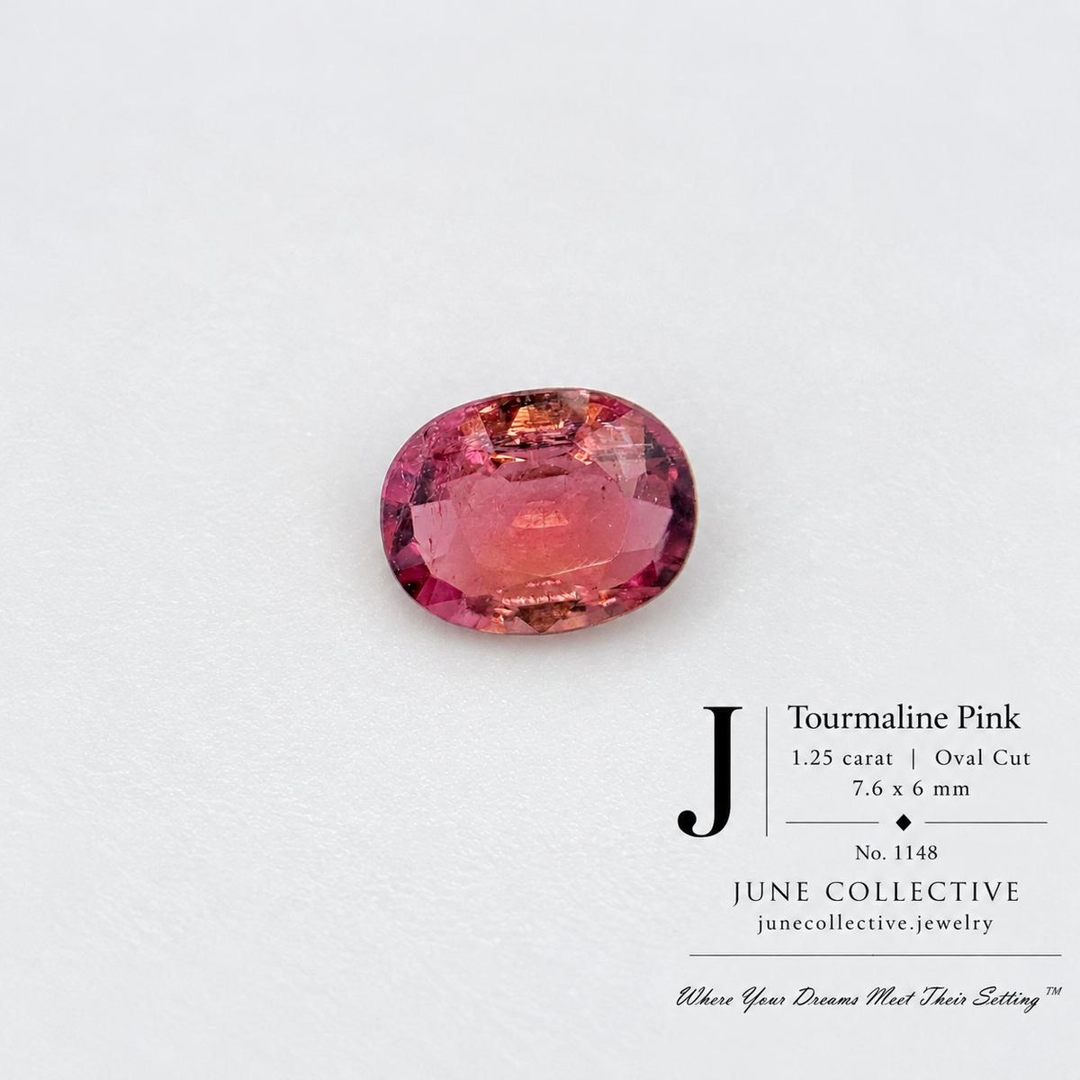 Natural Pink Tourmaline 1.25ct Oval Loose Gemstone