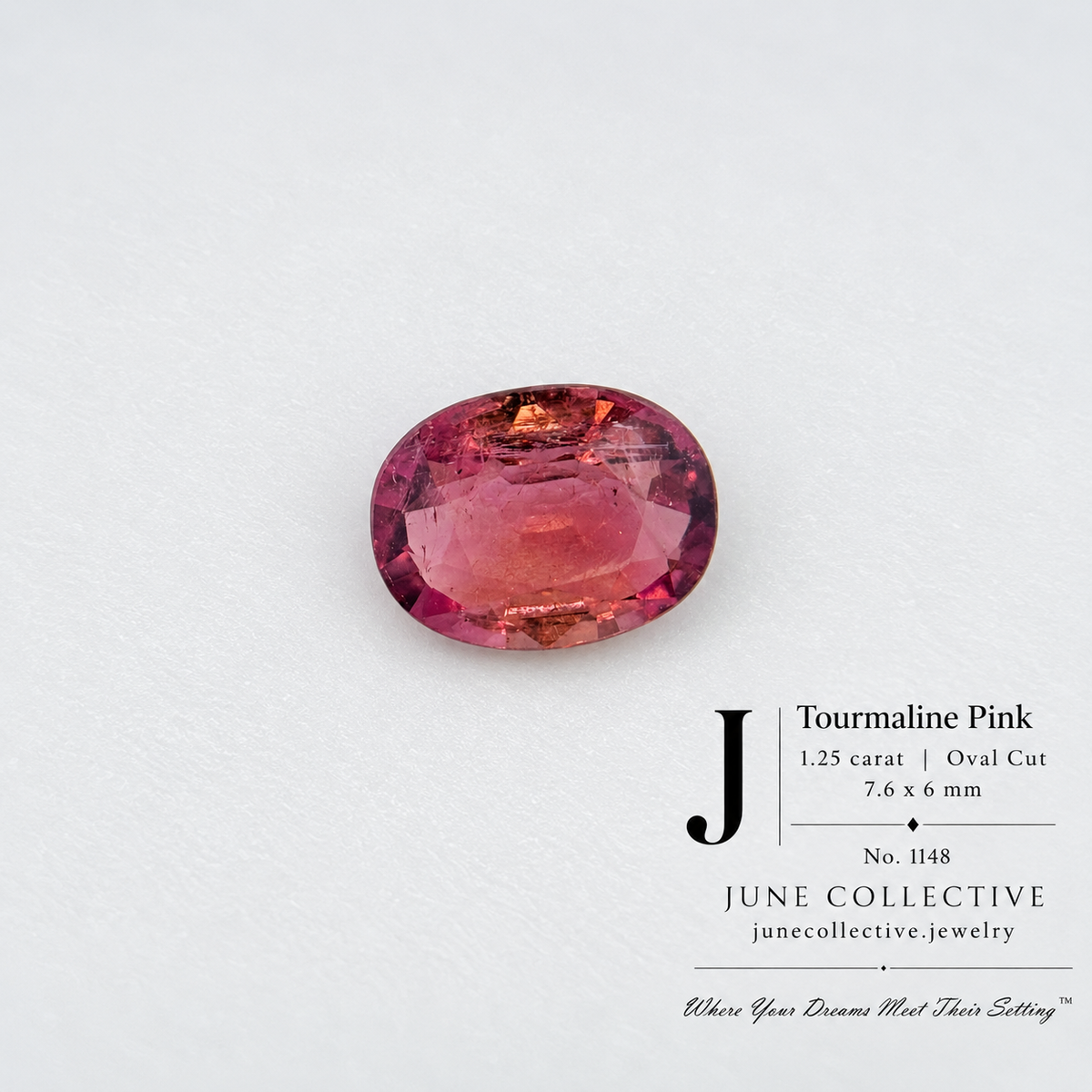 Natural Pink Tourmaline 1.25ct Oval Loose Gemstone