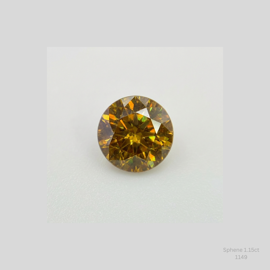 Natural Sphene 1.15ct Round Loose Gemstone 6mm Collector Gem High Dispersion