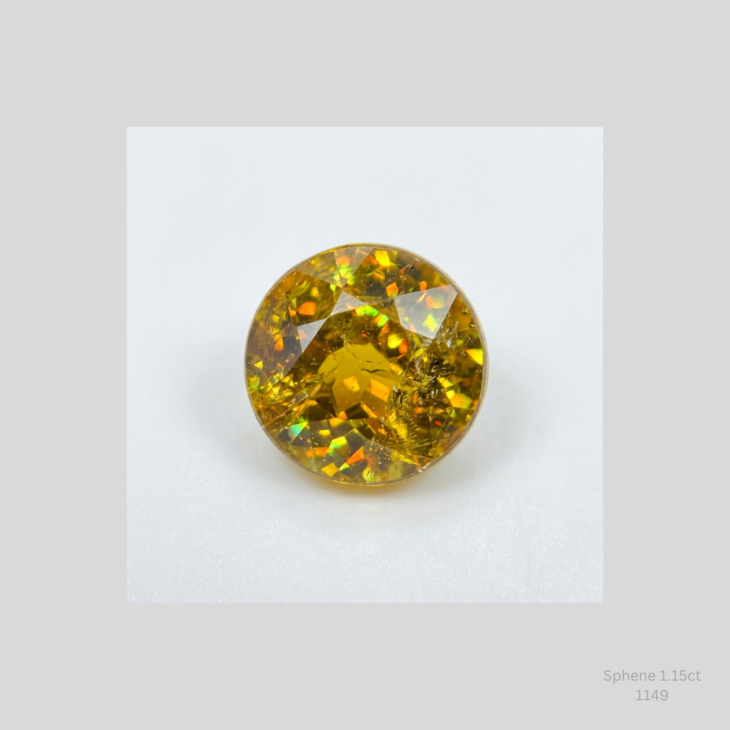 Natural Sphene 1.15ct Round Loose Gemstone 6mm Collector Gem High Dispersion