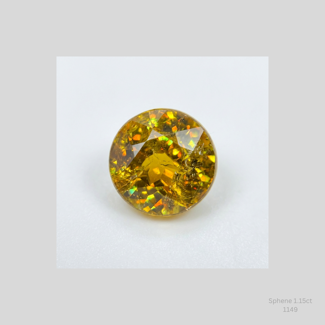Natural Sphene 1.15ct Round Loose Gemstone 6mm Collector Gem High Dispersion