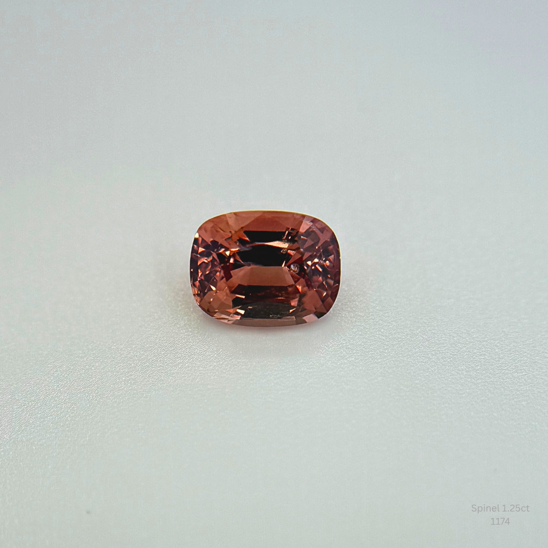 Natural Peach Champagne Spinel 1.10 Ct Cushion Cut Loose Gemstone