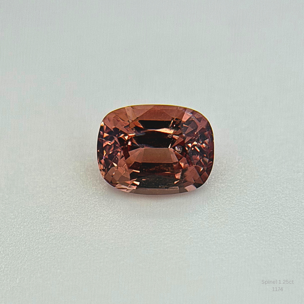 Natural Peach Champagne Spinel 1.10 Ct Cushion Cut Loose Gemstone