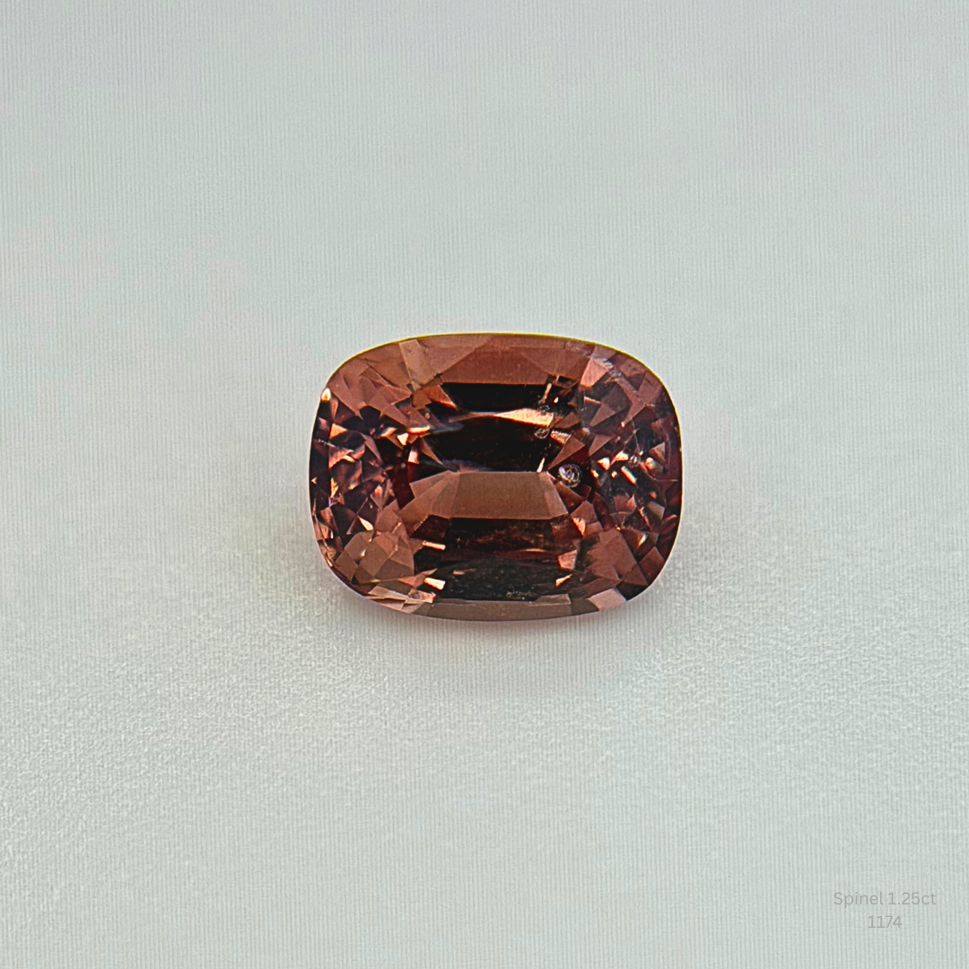Natural Peach Champagne Spinel 1.10 Ct Cushion Cut Loose Gemstone