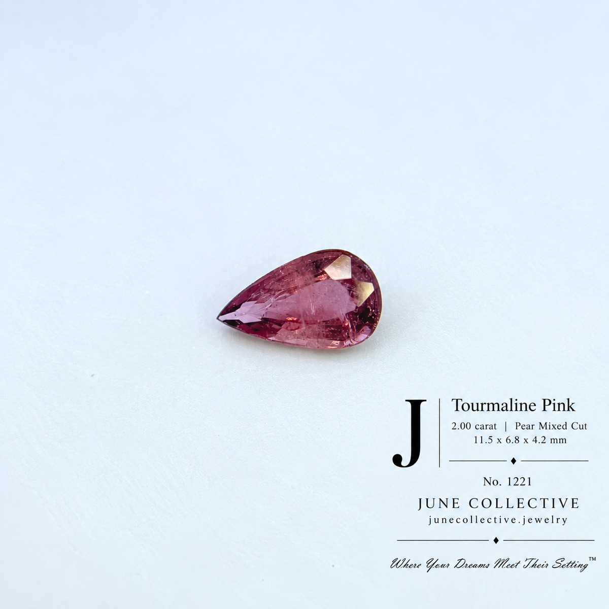 Natural Pink Tourmaline 2.00 Ct Pear Cut Loose Gemstone