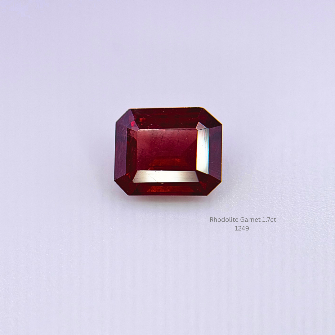 Natural Rhodolite Garnet 1.70 Ct Emerald Cut