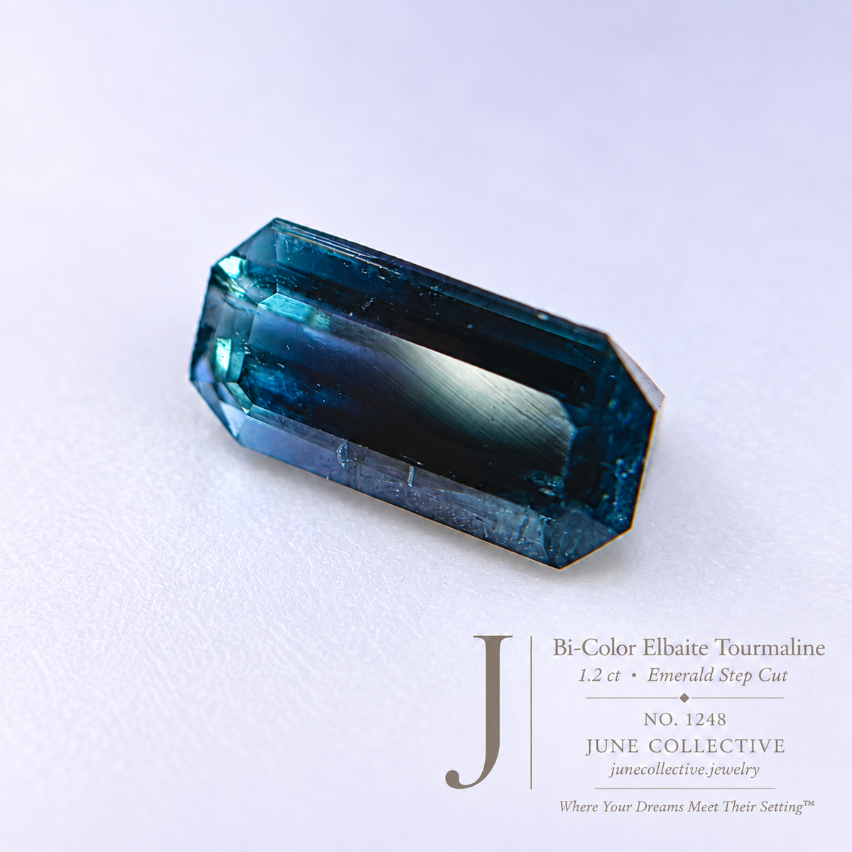 Natural Bi-Color Tourmaline 1.20 Ct Emerald Cut