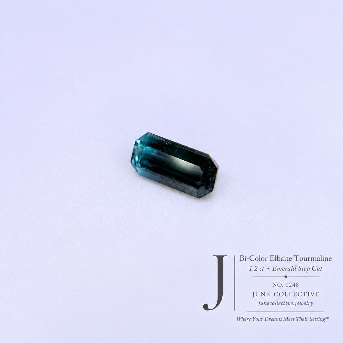 Natural Bi-Color Tourmaline 1.20 Ct Emerald Cut