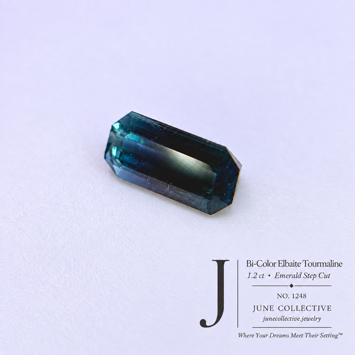 Natural Bi-Color Tourmaline 1.20 Ct Emerald Cut