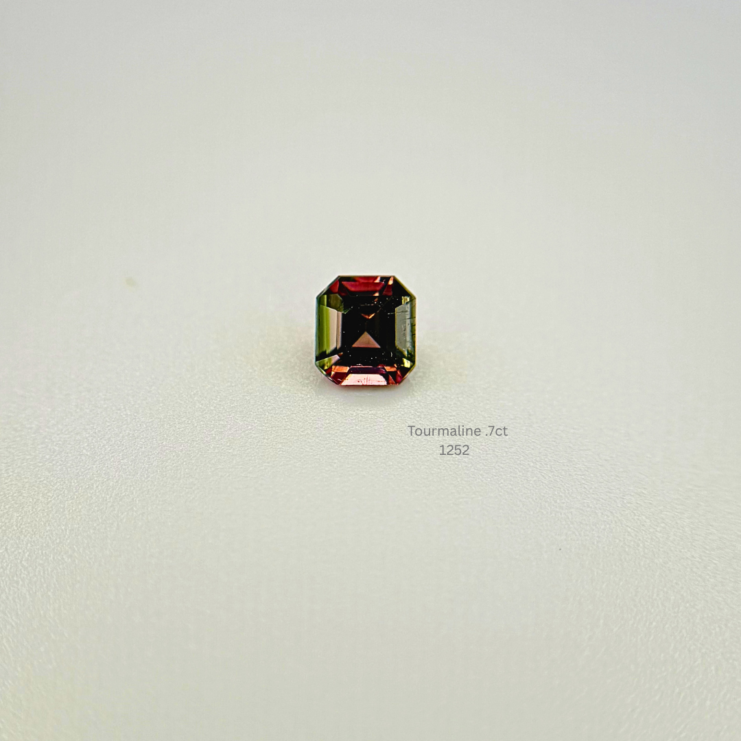 Natural Bi-Color Tourmaline 0.70 Ct Emerald Cut
