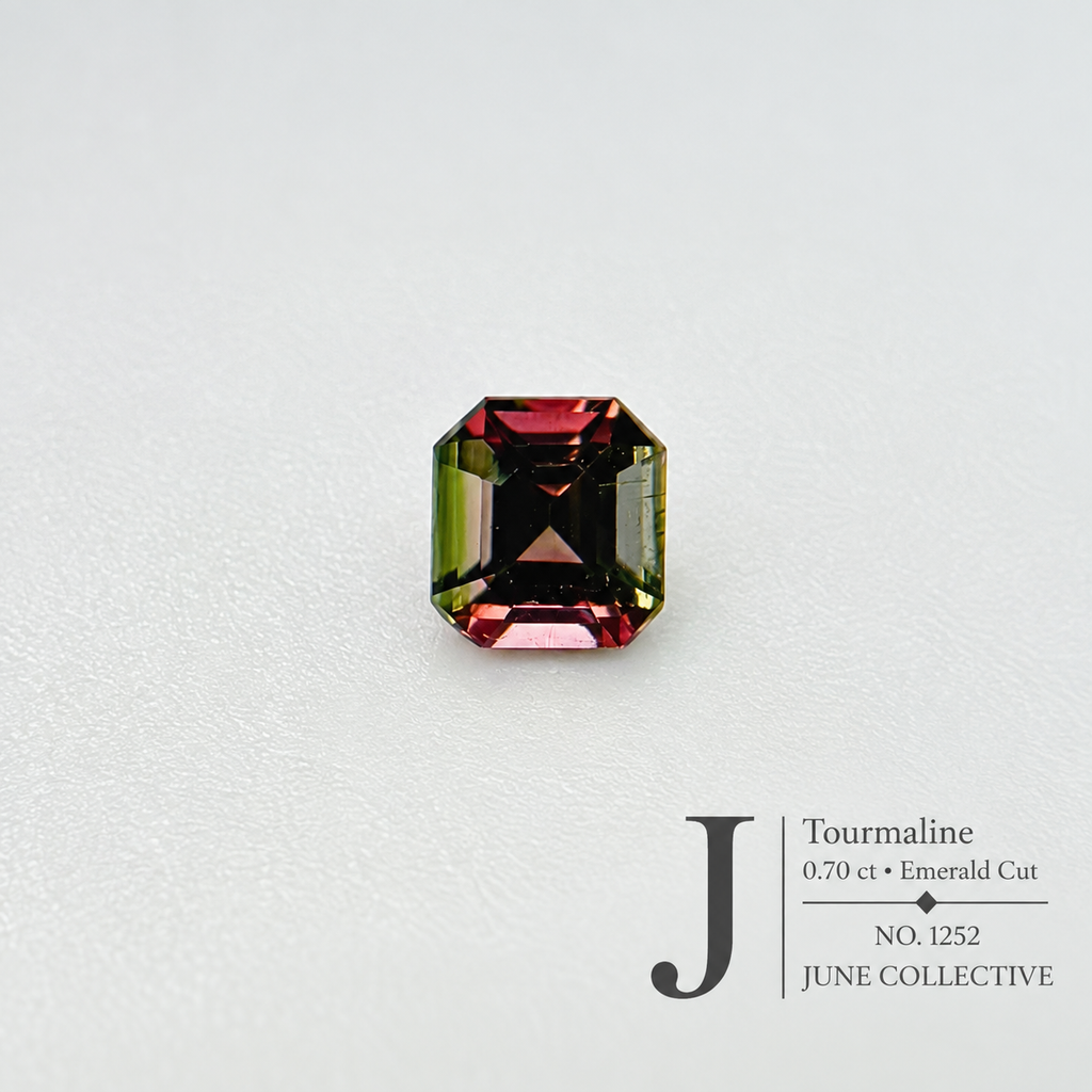 Natural Bi-Color Tourmaline 0.70 Ct Emerald Cut