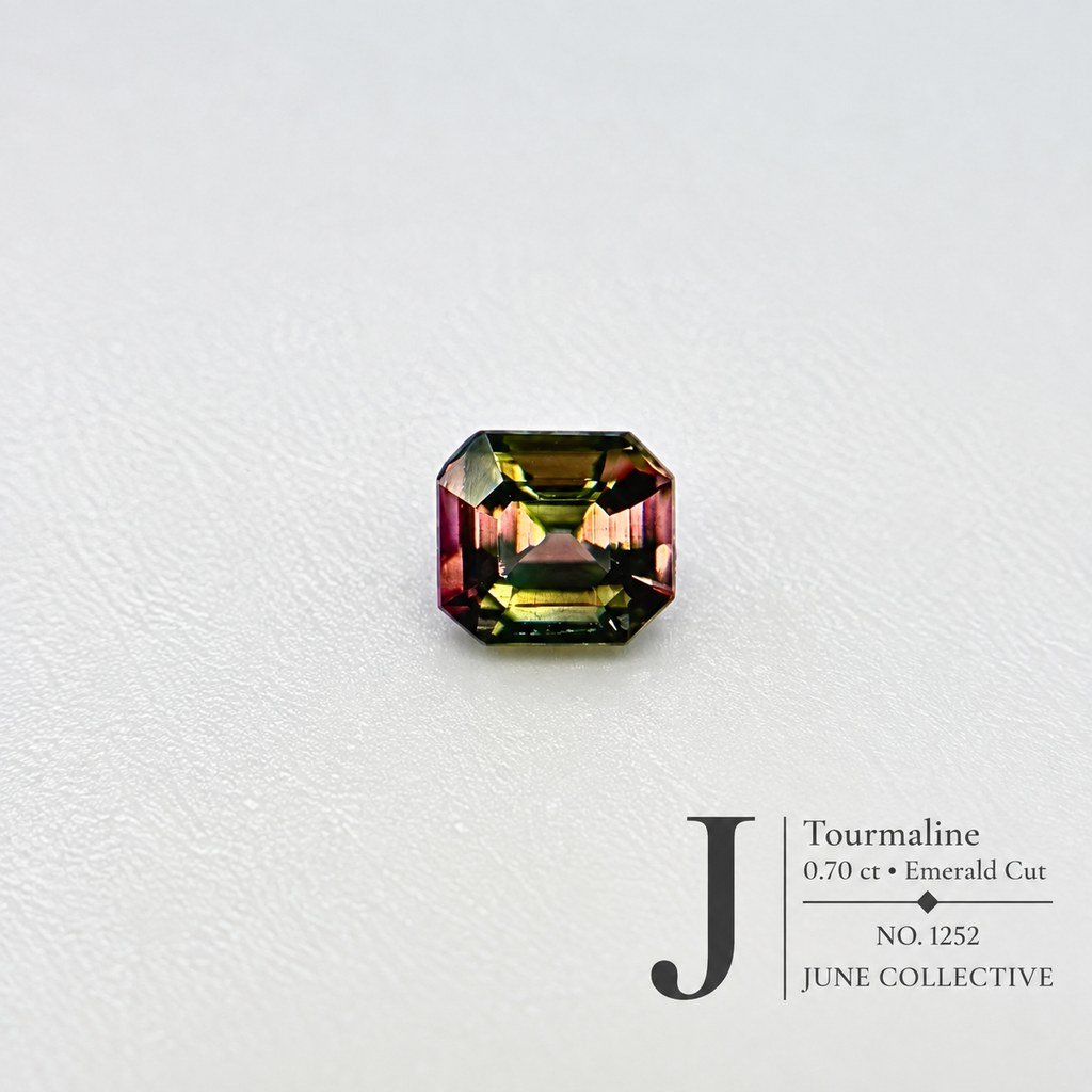 Natural Bi-Color Tourmaline 0.70 Ct Emerald Cut