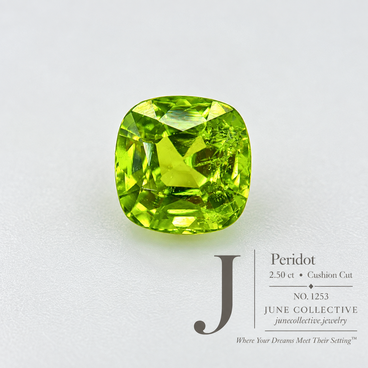 Natural Peridot 2.50 Ct Cushion Cut