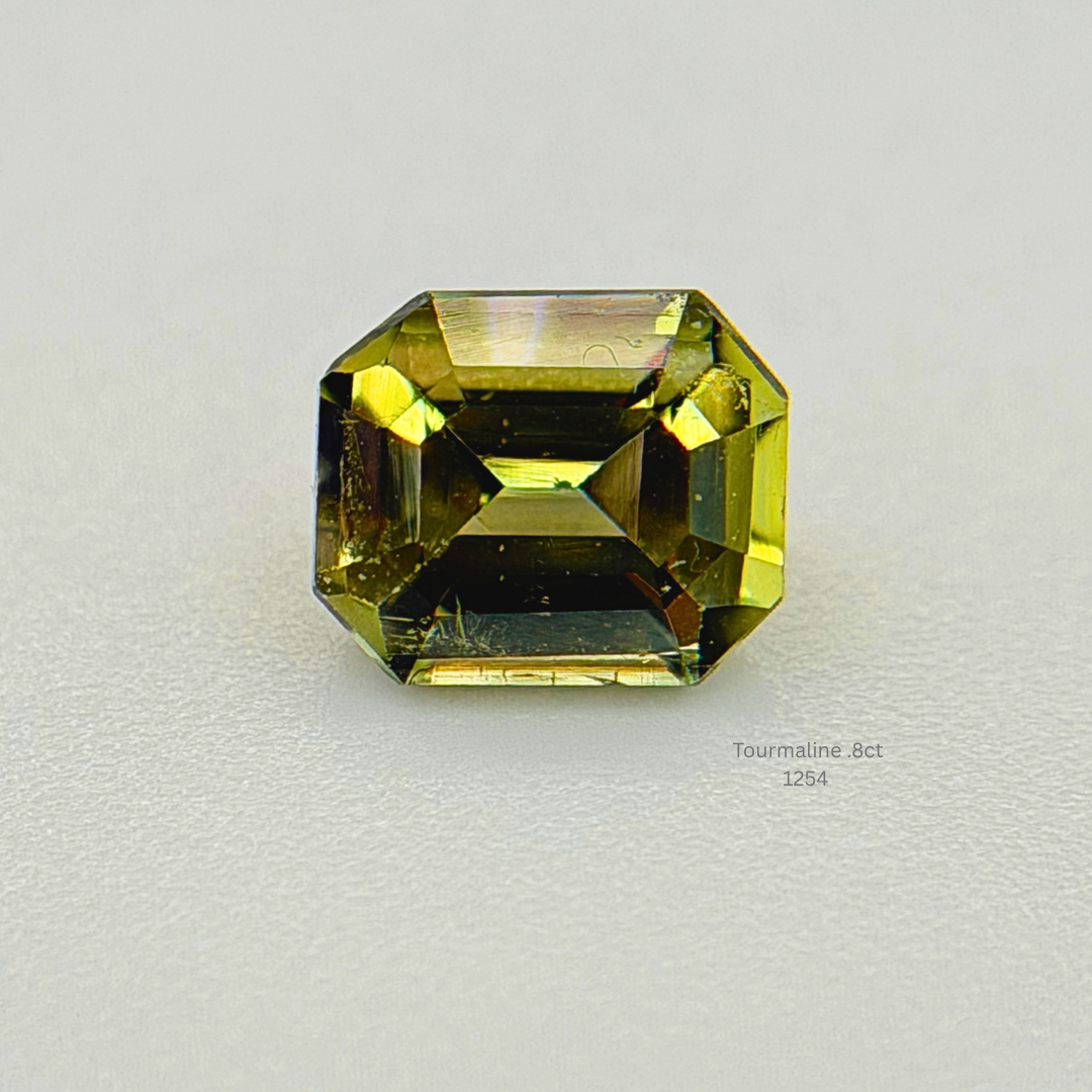 Natural Green Tourmaline 0.80ct Emerald Cut Loose Gemstone Eye Clean 5.7mm
