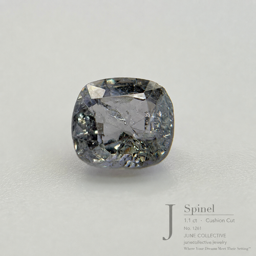 1.10 ct Natural Silvery Blue Spinel Cushion Cut Loose Gemstone Jewelry Making Supply