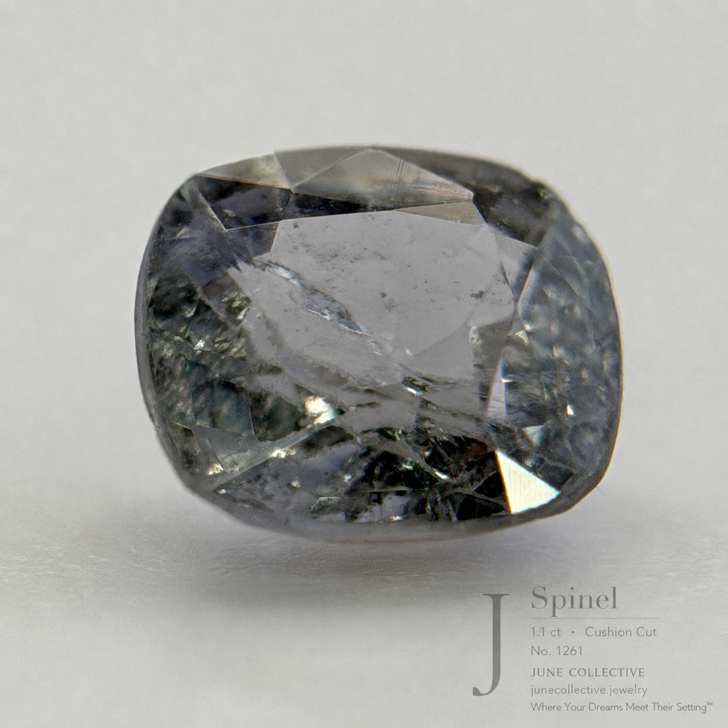 1.10 ct Natural Silvery Blue Spinel Cushion Cut Loose Gemstone Jewelry Making Supply
