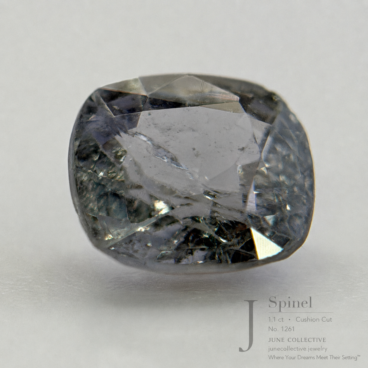 1.10 ct Natural Silvery Blue Spinel Cushion Cut Loose Gemstone Jewelry Making Supply