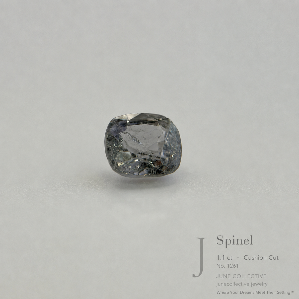 1.10 ct Natural Silvery Blue Spinel Cushion Cut Loose Gemstone Jewelry Making Supply