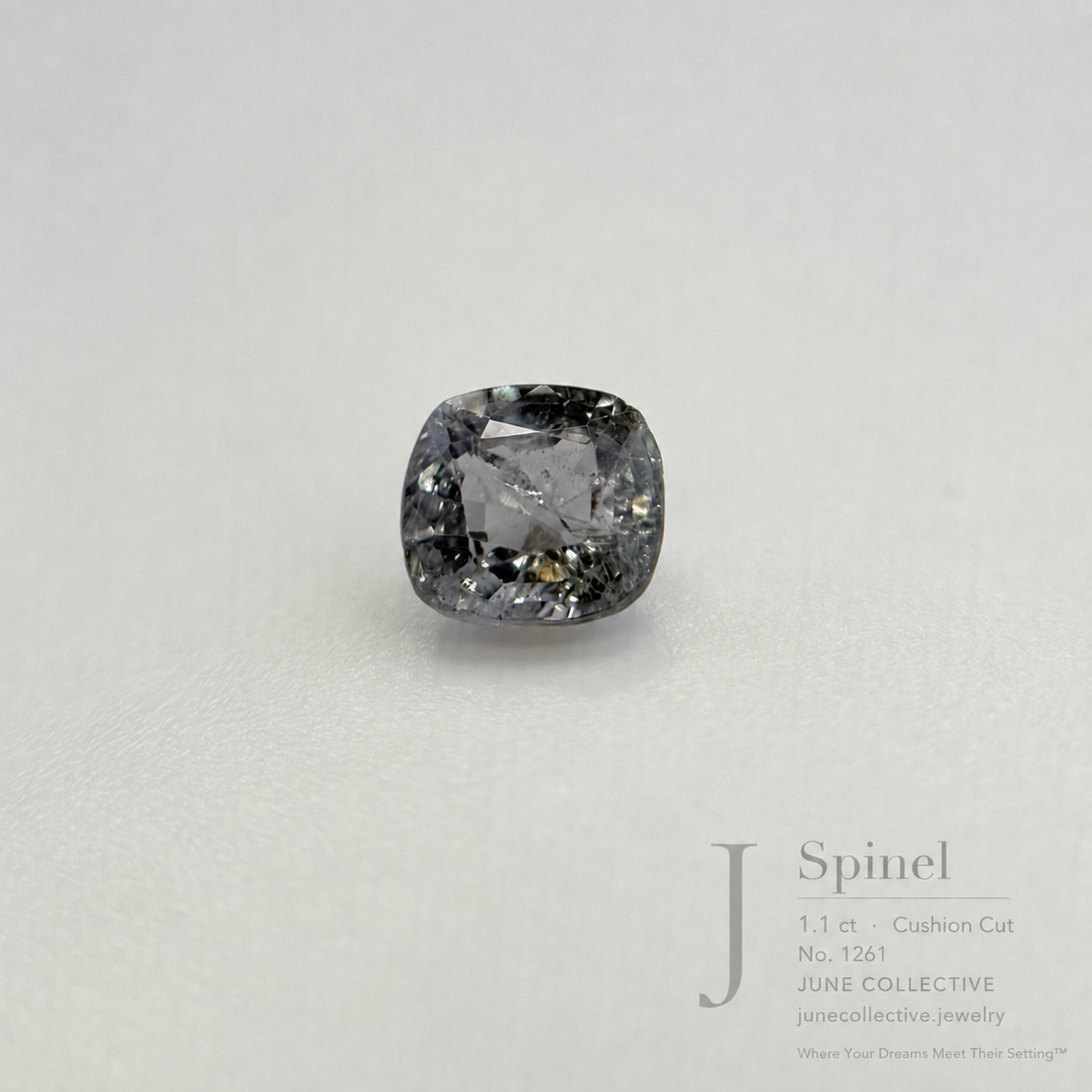 1.10 ct Natural Silvery Blue Spinel Cushion Cut Loose Gemstone Jewelry Making Supply