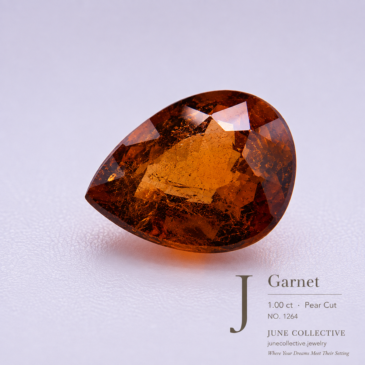 Natural Orange Garnet 1.00 Ct Pear Cut Loose Gemstone