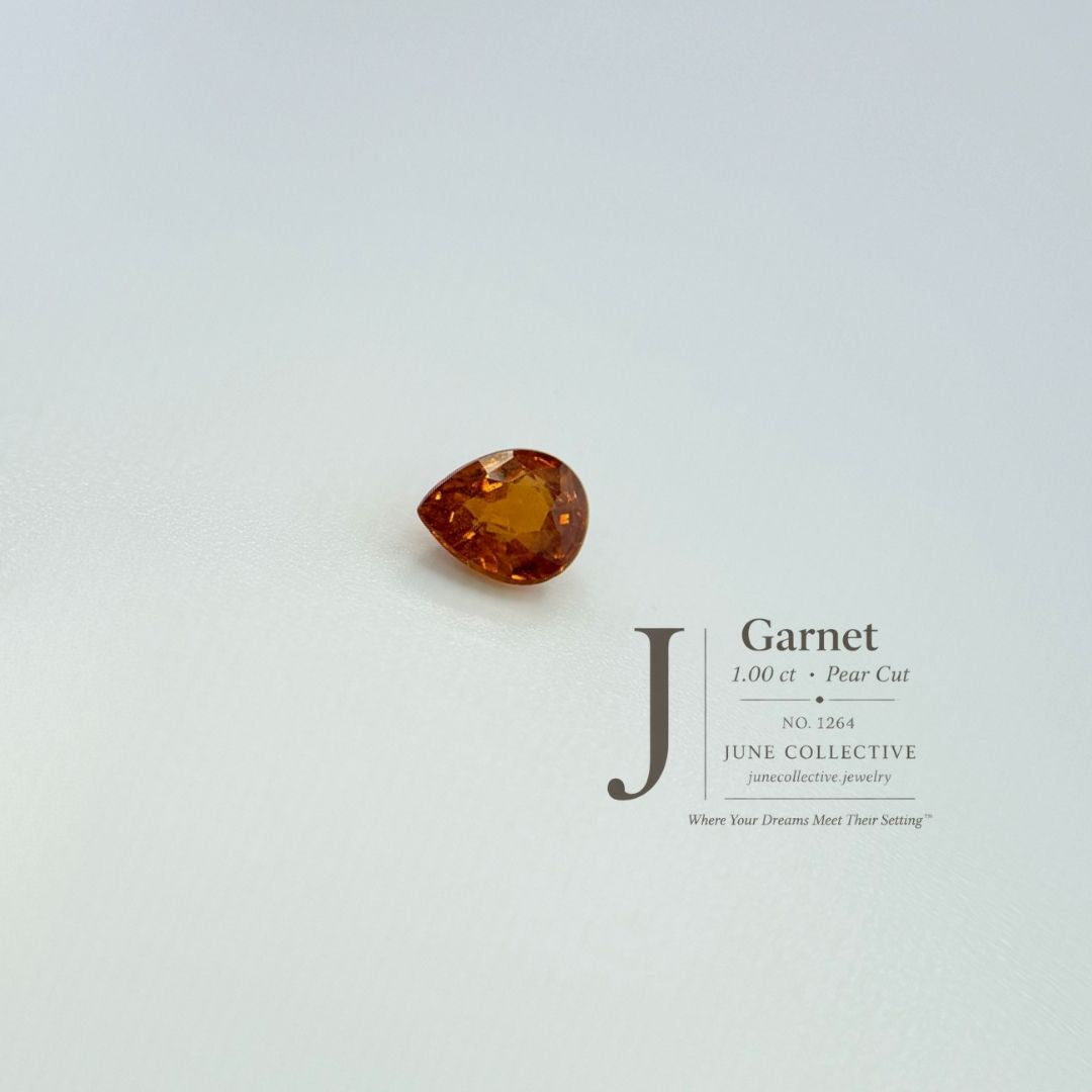 Natural Orange Garnet 1.00 Ct Pear Cut Loose Gemstone