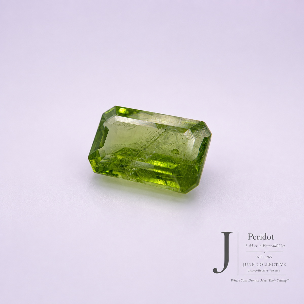 Natural Peridot 3.45 Carat Emerald Cut Natural Loose Gemstone