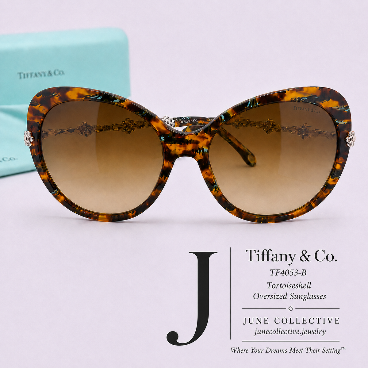 Tiffany & Co. TF4053-B Tortoiseshell Oversized Sunglasses