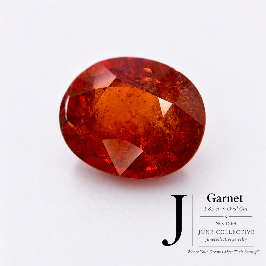 Natural Red Orange Garnet 1.85 Ct Oval Cut