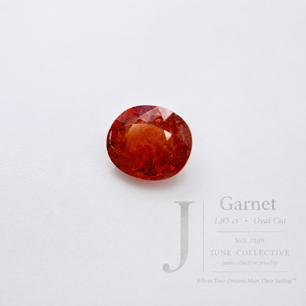 Natural Red Orange Garnet 1.85 Ct Oval Cut