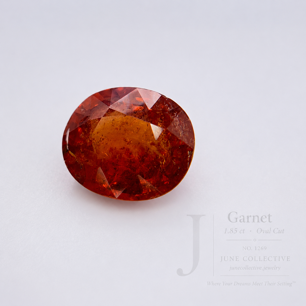 Natural Red Orange Garnet 1.85 Ct Oval Cut