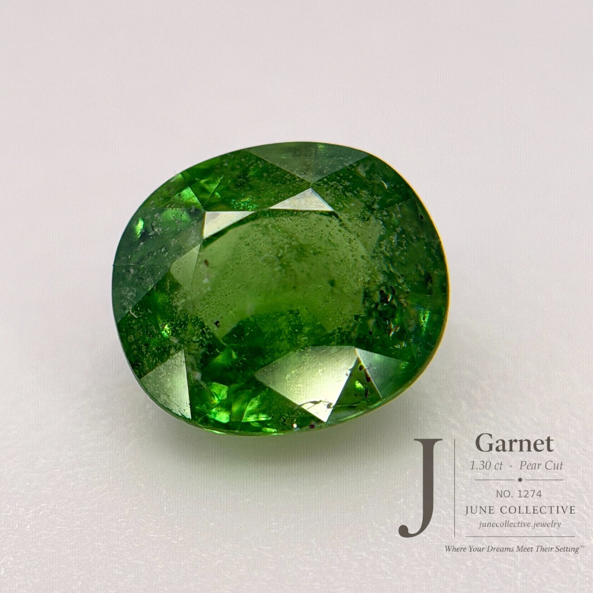 Natural Green Garnet 1.30 Ct Pear Cut Loose Gemstone