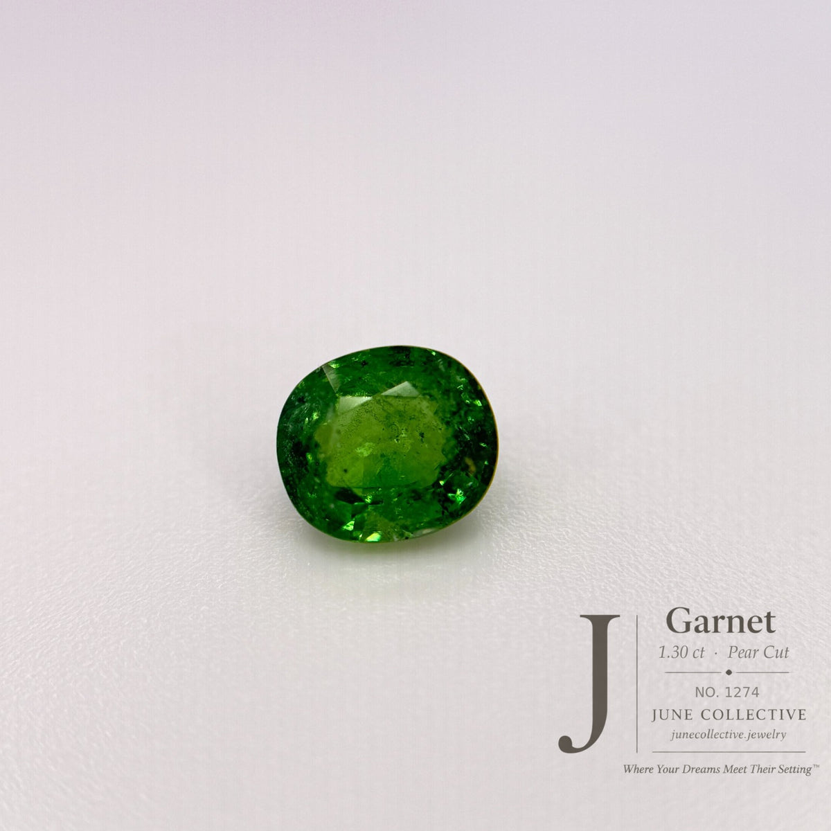 Natural Green Garnet 1.30 Ct Pear Cut Loose Gemstone