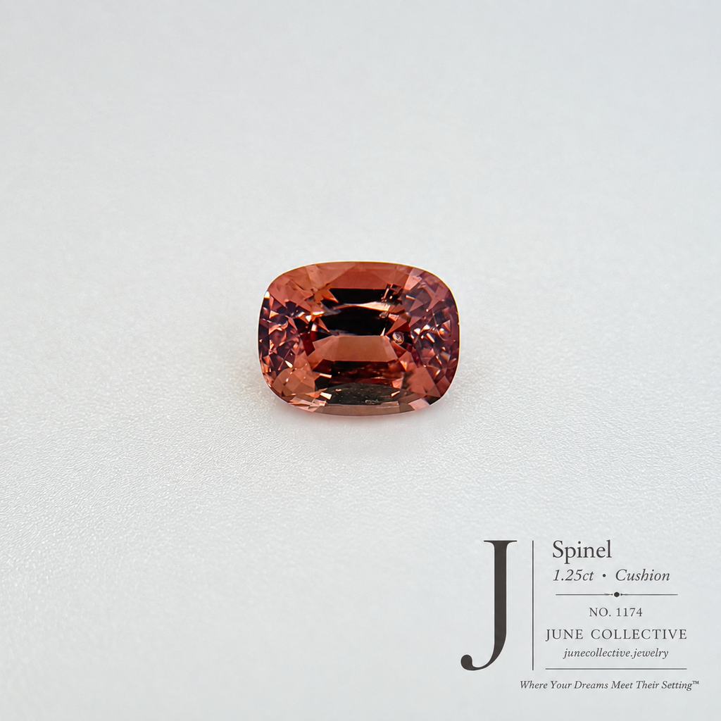 Natural Peach Champagne Spinel 1.10 Ct Cushion Cut Loose Gemstone