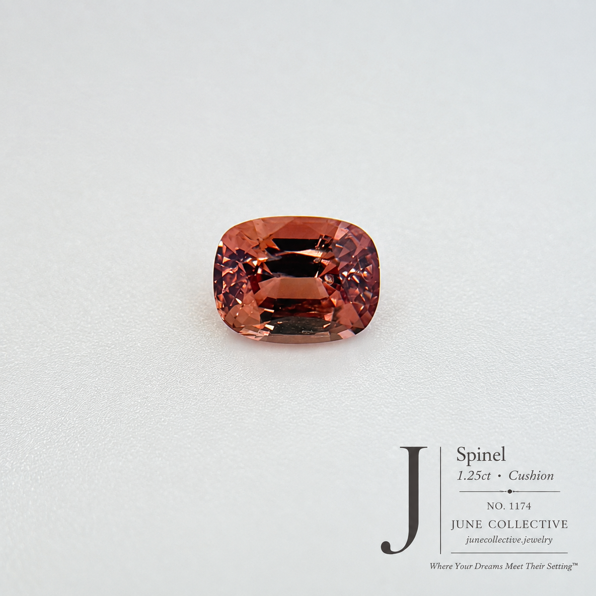 Natural Peach Champagne Spinel 1.10 Ct Cushion Cut Loose Gemstone
