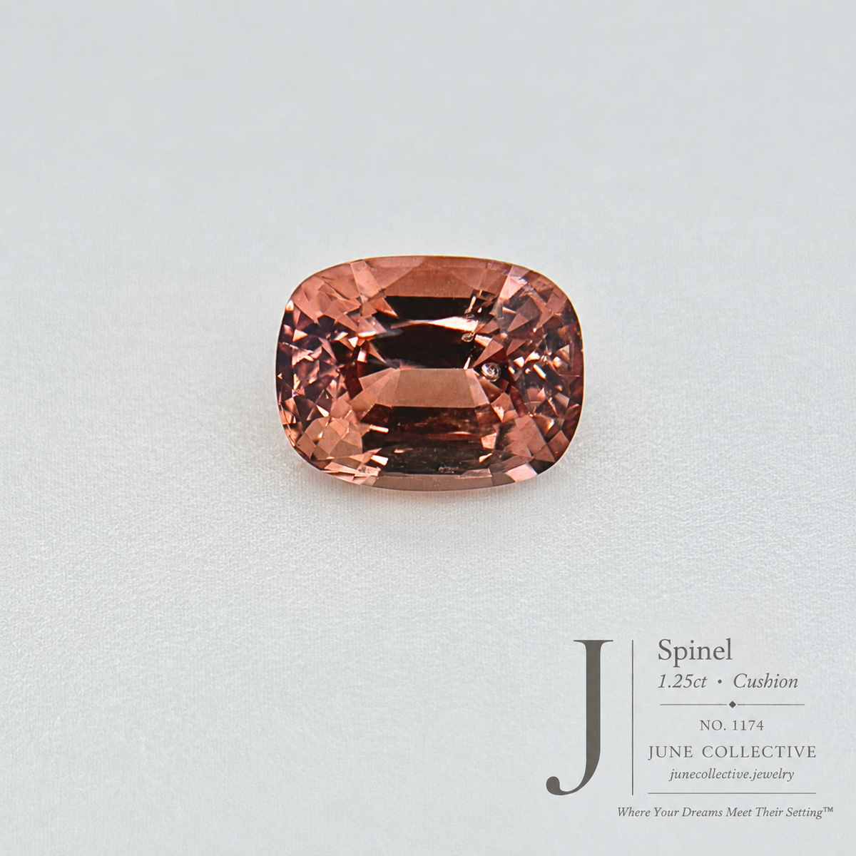 Natural Peach Champagne Spinel 1.10 Ct Cushion Cut Loose Gemstone