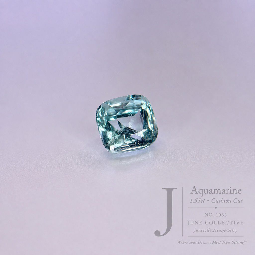 Natural Aquamarine 1.55 ct Cushion Cut Loose Gemstone