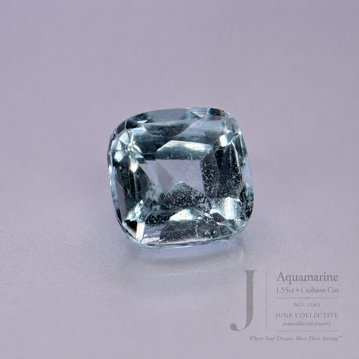 Natural Aquamarine 1.55 ct Cushion Cut Loose Gemstone