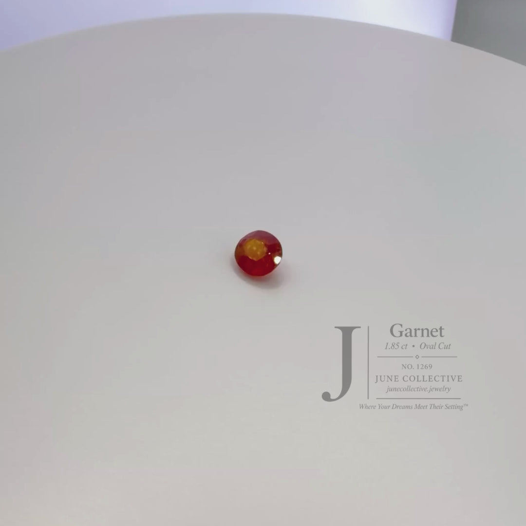 Natural Red Orange Garnet 1.85 Ct Oval Cut
