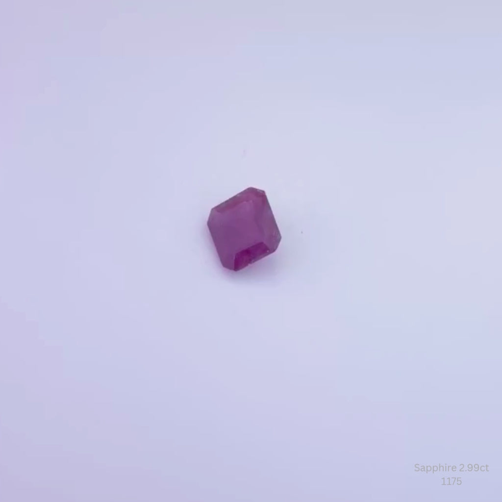 Natural Pink Purple Sapphire 2.99 Ct Octagon Cut Loose Gemstone