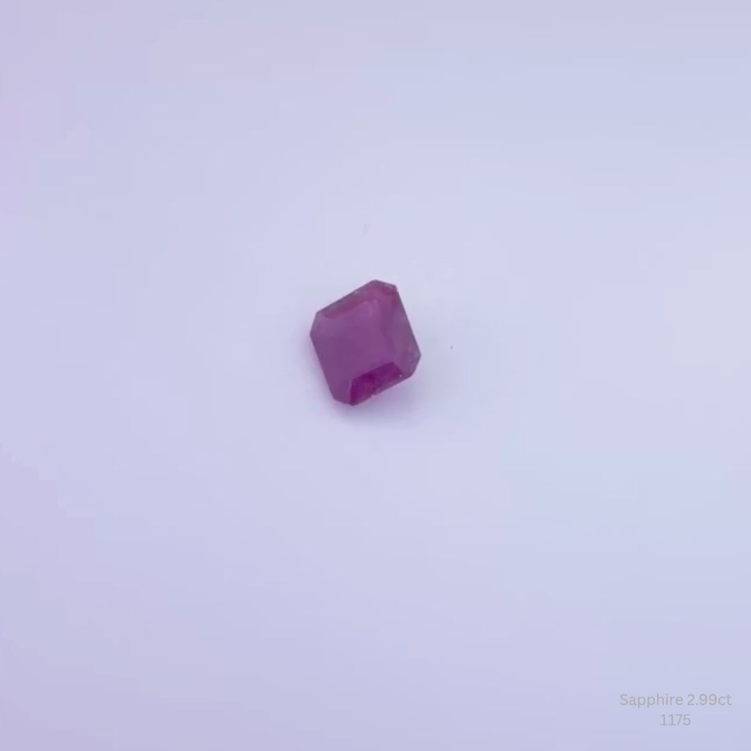 Natural Pink Purple Sapphire 2.99 Ct Octagon Cut Loose Gemstone