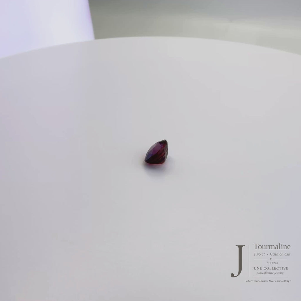 Natural Tourmaline 1.45 Ct Plum Pink Cushion Cut Loose Gemstone