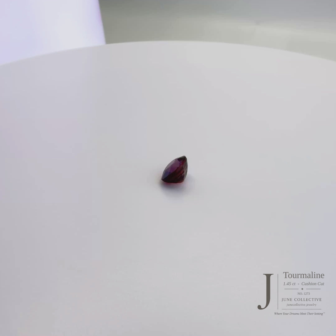 Natural Tourmaline 1.45 Ct Plum Pink Cushion Cut Loose Gemstone